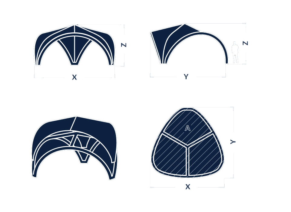 Information sketch of Tripod shape inflatable for event tent